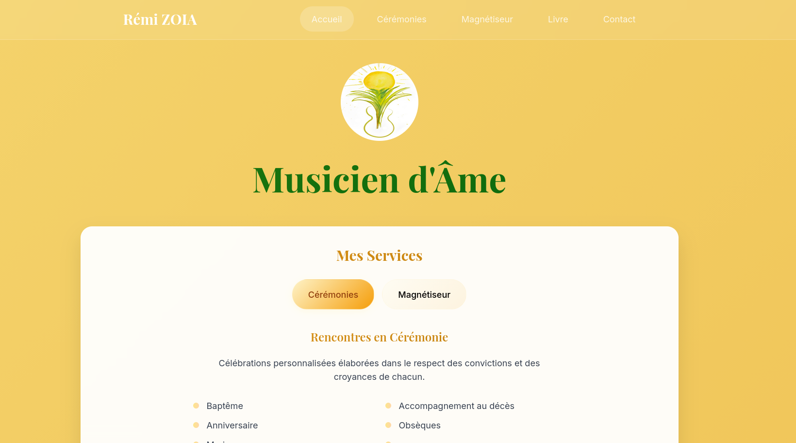Rémi Zoia – Musicien, Maître de cérémonie & Magnétiseur