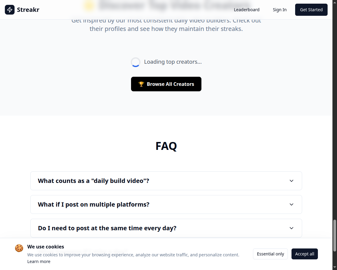 Streakr – Section FAQ